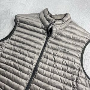 Eddie Bauer Down Puffer Vest Mens XL Gray Full Zip Pockets EB 700